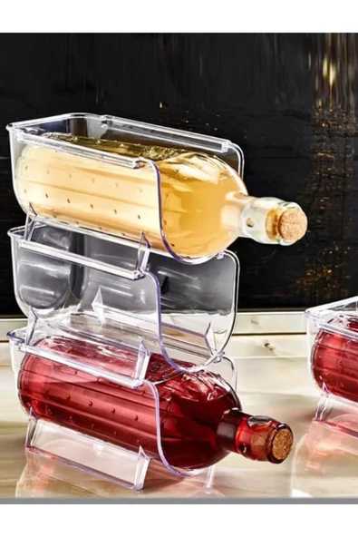 3 Adet Dolap Içi Şişe Organizeri Üst Üste Eklenebilir Buzdolabı Düzenleyici - Içecek Istifleyici - Resim 3