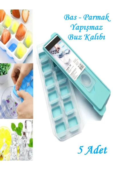 5 Adet Bas Parmak Silikon Buz Kalıbı 12 Bölmeli Buz Kalıbı Silikon Buzluk