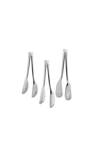 Paslanmaz 4'lü Set Çelik Lüks Maşa Seti Lüks Servis Maşalı Seti Izgara Maşası Dahil - Resim 3