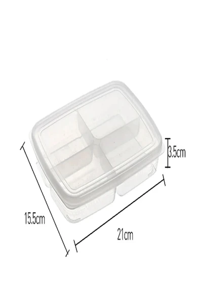 8 Adet Dondurulmuş 400 ml 4 Bölmeli Öğünlük Et Sebze Saklama Kabı - Kıyma Tavuk Buzluk Organizer - 6