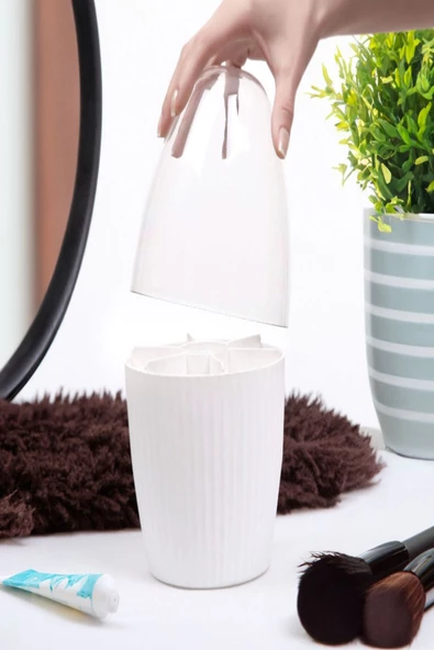 2 Adet 7 Bölmeli Makyaj Fırçası Ve Kozmetik Düzenleyici Set Şeffaf Kapaklı Düzenleyici Organizer - 4
