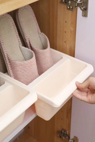 10 Adet Roma 3 Bölmeli Ayakkabı Terlik Organizer Dikey Rampa Ayakkabılık Kutusu - Resim 5