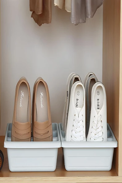 10 Adet Roma 3 Bölmeli Ayakkabı Terlik Organizer Dikey Rampa Ayakkabılık Kutusu - Resim 3