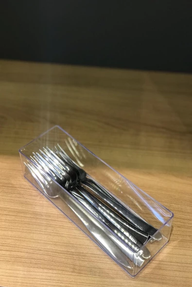 4 Katlı Şeffaf Çeyizlik Çatal Kaşık Düzenleyici Kutu - Çekmece Veya Dolap İçi İstif Organizer - 5