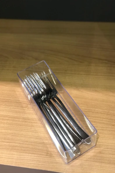 4 Katlı Şeffaf Çeyizlik Çatal Kaşık Düzenleyici Kutu - Çekmece Veya Dolap İçi İstif Organizer - 6