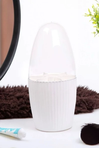 3 Adet 7 Bölmeli Makyaj Fırçası Ve Kozmetik Düzenleyici Şeffaf Kapaklı Toparlayıcı Organizer Beyaz - Resim 3