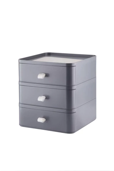 Gri 3 Katlı Çekmece Masa Üstü Organizer Makyaj Takı Kutusu Aksesuar Düzenleyici Toparlayıcı - 5