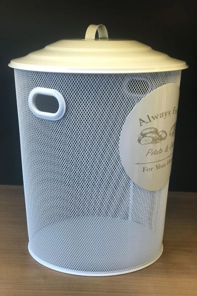 Pato Fileli Siyah Beyaz 2 Adet Patates Soğan Kovası Sepeti Kabı Kutusu Ekonomik Boy Kapaklı Çöp - Resim 6