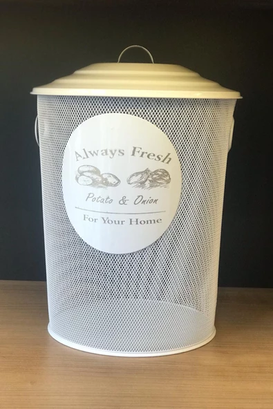 Pato Fileli Siyah Beyaz 2 Adet Patates Soğan Kovası Sepeti Kabı Kutusu Ekonomik Boy Kapaklı Çöp - Resim 5