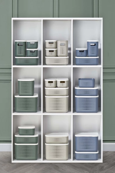 Bubble Krem 4 Parça Dolap Içi Düzenleyici Set Kapaklı Saklama Kutusu - Resim 2