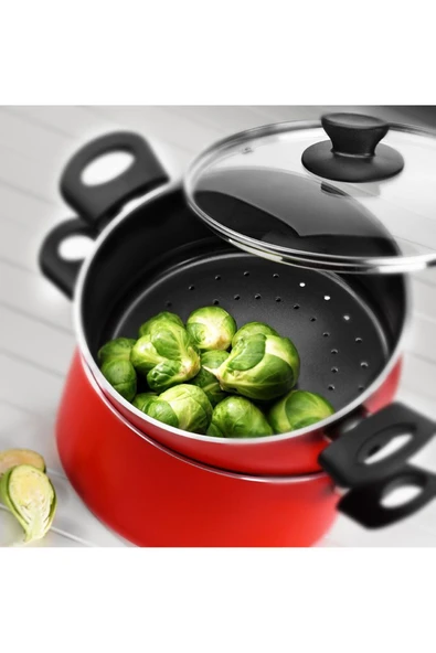 22 Cm Haşlama Tenceresi Buharda Pişirme Tenceresi Mantı Sebze Ek Gıda Pişirme Tenceresi - Resim 4