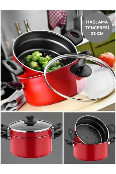 22 Cm Haşlama Tenceresi Buharda Pişirme Tenceresi Mantı Sebze Ek Gıda Pişirme Tenceresi ürün görseli