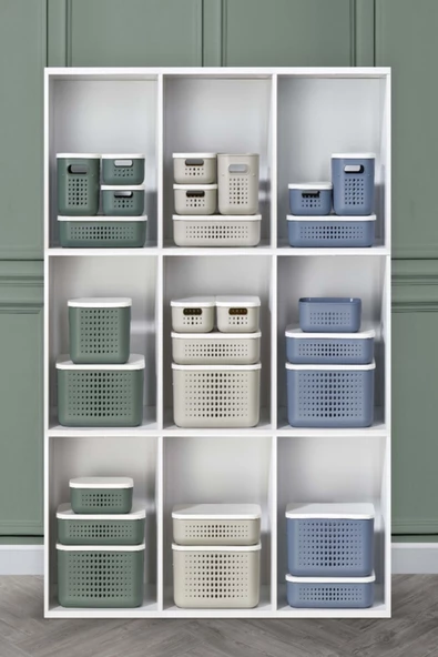 Bubble Yeşil 3 'lü Düzenleyici Set Dolap Içi Kapaklı Saklama Kutusu Storage 13 - 6,8 - 3,2 Lt - Resim 2