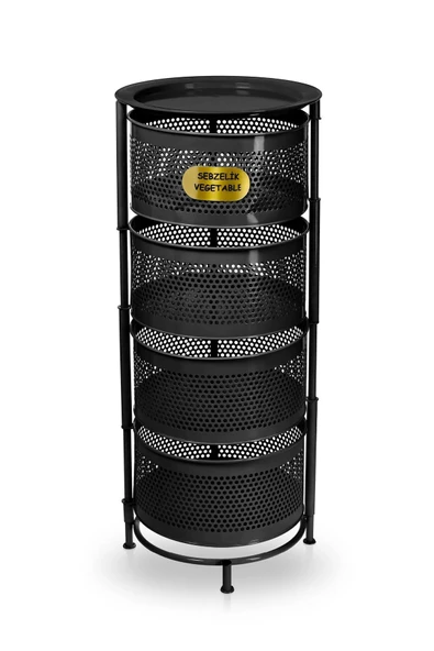 4 Katlı Yana Açılır Siyah Tekerlekli Patates Soğan Sepeti Sebze Meyve Sepeti Sebzelik - Resim 5