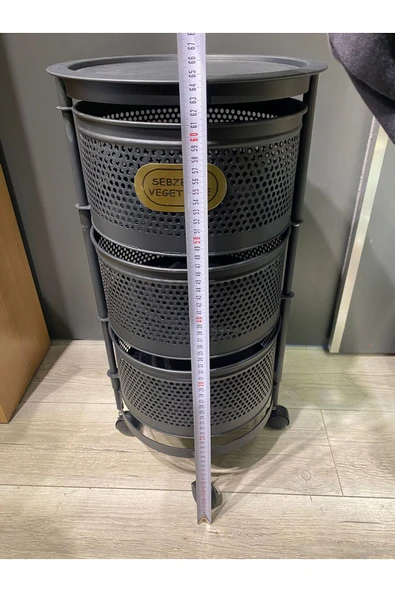 3 Katlı Yana Açılır Antrasit Tekerlekli Patates Soğan Sepeti Sebze Meyve Sepeti Sebzelik - Resim 5