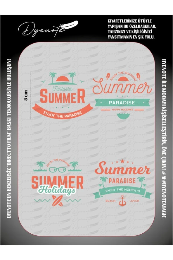 Summer Holiday Yaz Tatili Kumaş Aplike Yama Ütü Ile Yapışan Transfer Baskı Kağıdı Dtf Arma