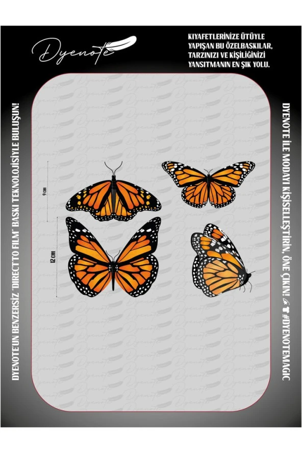 Kelebek Butterfly Renkli Yama Ütü Ile Yapışan Transfer Kağıdı Dtf Arma