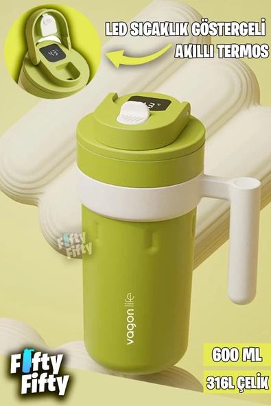 Vagonlife 600 ML LED Sıcaklık Göstergeli Akıllı Çelik Termos Kulplu -Kahve Bardağı-Mug-FFVGN2009 - 7