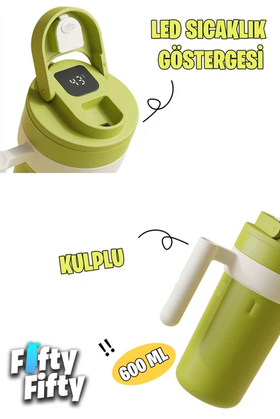 Vagonlife 600 ML LED Sıcaklık Göstergeli Akıllı Çelik Termos Kulplu -Kahve Bardağı-Mug-FFVGN2009 - 3