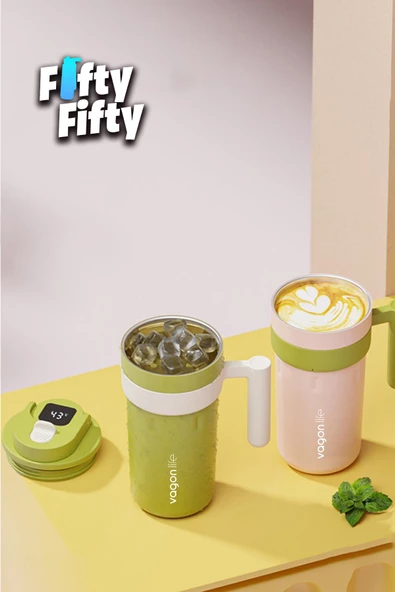 Vagonlife 600 ML LED Sıcaklık Göstergeli Akıllı Çelik Termos Kulplu -Kahve Bardağı-Mug-FFVGN2009 - 4