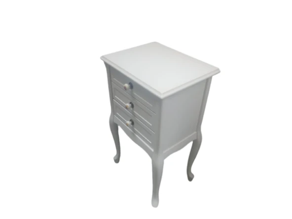 Komodin 17749 Klasik Kayın Aslan Ayak Parlak Beyaz Lake Porselen Kulp El Yapım - 6