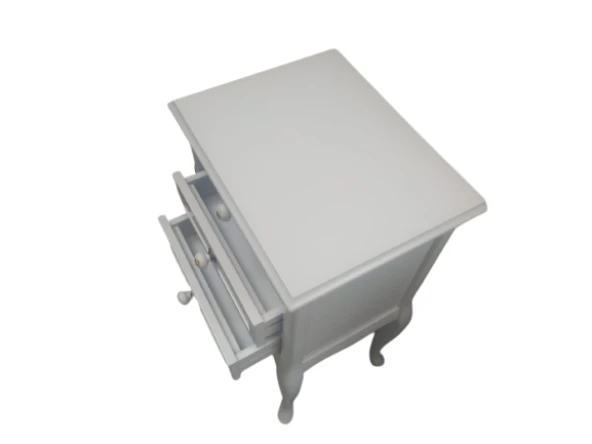 Komodin 17749 Klasik Kayın Aslan Ayak Parlak Beyaz Lake Porselen Kulp El Yapım - 7