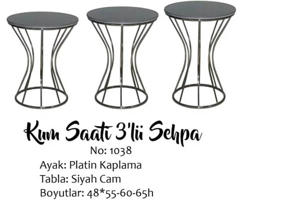Brc KUMSAAT 17533 Model Zigon Siyah Mermer Temper Cam Metal Platin  Renk Kaplam Elyapım - 4