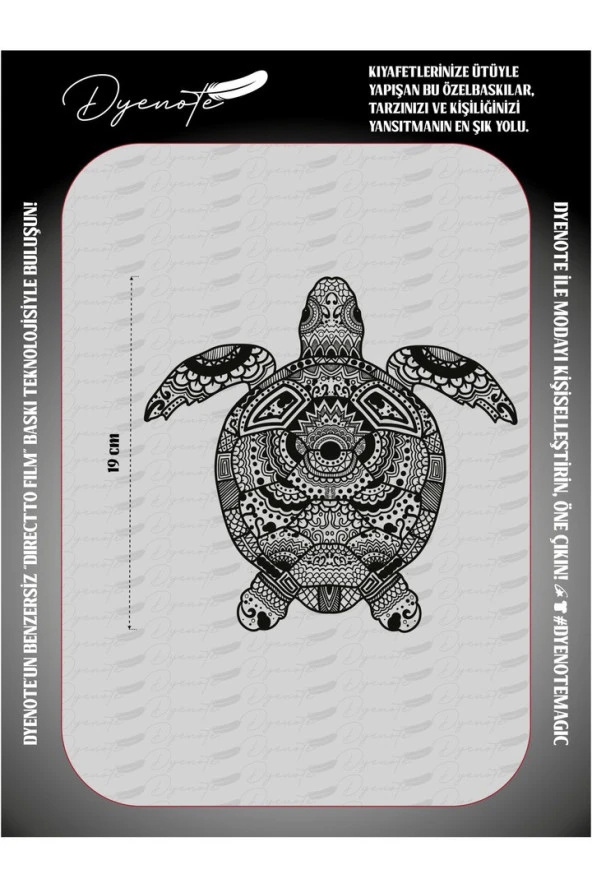 Turtle Kaplumbağa Mandala Motif Yama Ütü Ile Yapışan Transfer Baskı Kağıdı Dtf Arma