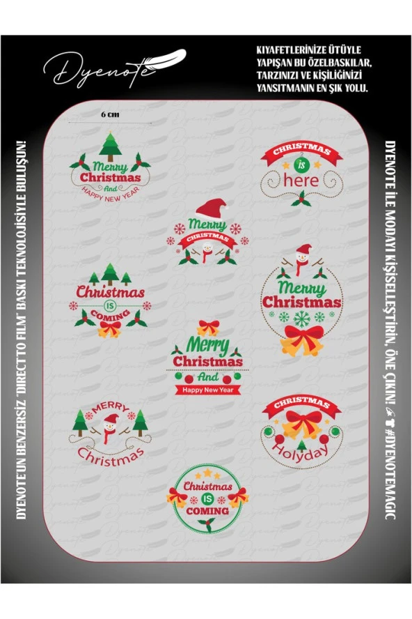 Merry Christmas Yılbaşı Kumaş Aplike Yama Ütü Ile Yapışan Transfer Baskı Kağıdı Dtf Arma