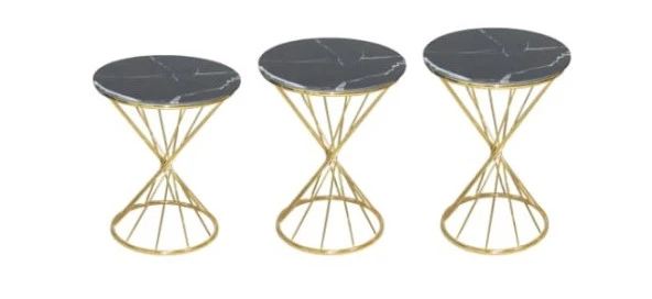 Brc RİVOLİ 14069 Zigon Metal Gold Renk kaplama Siyah Mermer temper cam El yapım - Resim 2