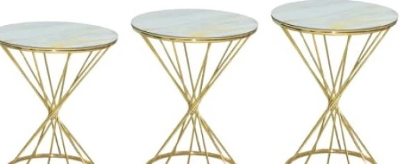 Brc RİVOLİ 14068 Zigon Metal Gold Renk kaplama Beyaz Mermer temper cam El yapım - 2