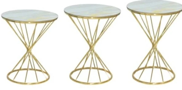 Brc RİVOLİ 14068 Zigon Metal Gold Renk kaplama Beyaz Mermer temper cam El yapım - 3