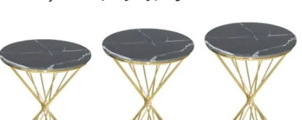 Brc RİVOLİ 14069 Zigon Metal Gold Renk kaplama Siyah Mermer temper cam El yapım - Resim 3