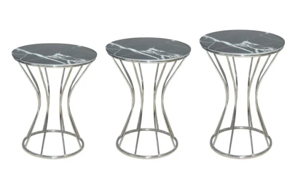 Brc KUM SAAT 14066 Zigon Metal KROM Renk kaplama Siyah Mermer temper cam El yapım - Resim 2