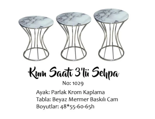 Brc Zigon 14065 kumsaat Model Beyaz Mermer Desen Metal Çelik Gümüş Renk El Yapım