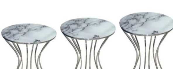 Brc Zigon 14065 kumsaat Model Beyaz Mermer Desen Metal Çelik Gümüş Renk El Yapım - 3