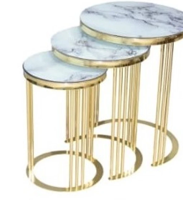 Brc zigon C 14061 model Beyaz Mermer TEMPER cam Metal GOLD Renk Kaplama El Yapım - Resim 2