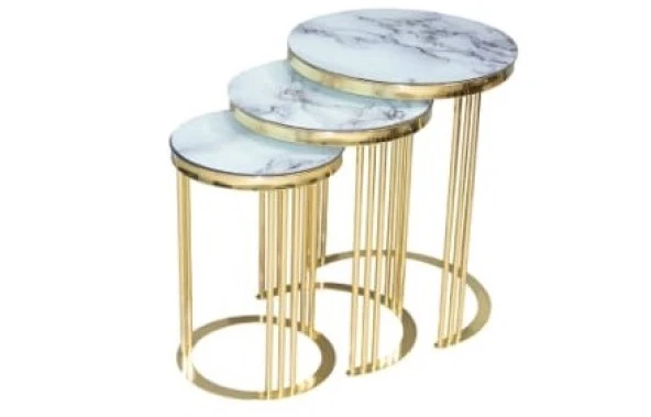 Brc zigon C 14061 model Beyaz Mermer TEMPER cam Metal GOLD Renk Kaplama El Yapım - Resim 3