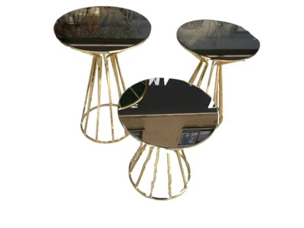 Brc 13851 CADDE Zigon Model Metal Gold renk kaplama Siyah düz Temper cam El Yapım