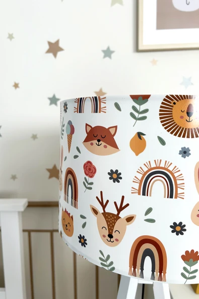 Gökkuşağı Ve Hayvanlar Çocuk Odası Lambader - 3