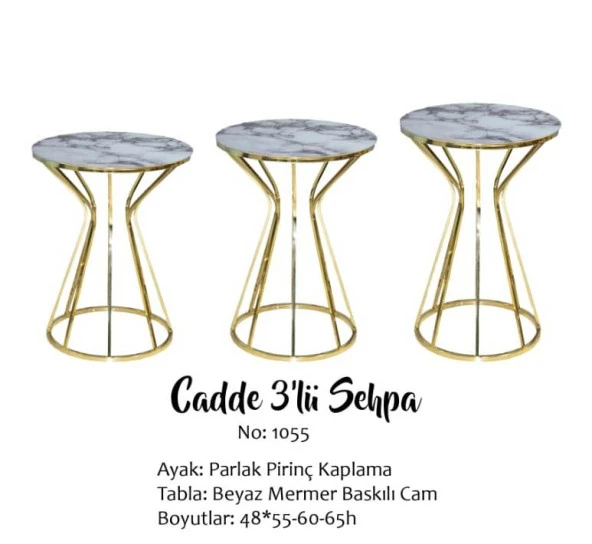 Brc Zigon 13388 Cadde Model Beyaz Mermer Metal gold Renk Kaplam Kutu sevk Elyapım