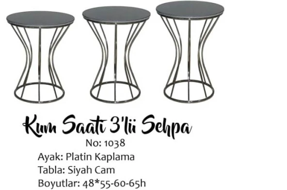 Brc 13390 Kumsaat Model Düz SİYAH Desen Metal Çelik PLATİN Renk Kaplama El Yapım