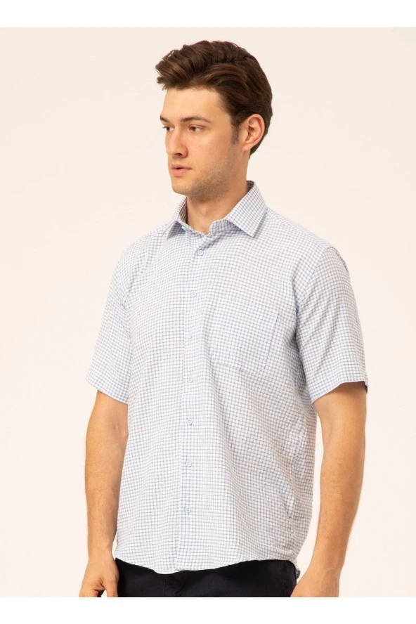 Kısa Kollu Gömlek, L, Mavi - Resim 2