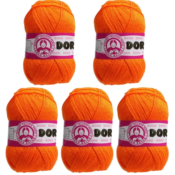 Ören Bayan Dora Örgü İpi - Turuncu - 5'Li Paket - ( Renk Kodu : 147 )