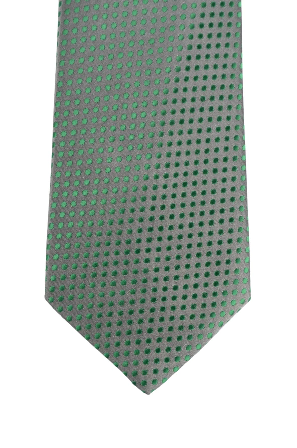Cengiz İnler Puantiye Desenli Mendilli Mikrofiber Erkek Kravat