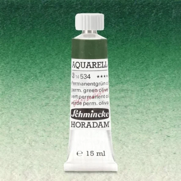 Schmincke Horadam Aquarell Tube 15ml Seri 2 Permanent Green Olive 534 - 1