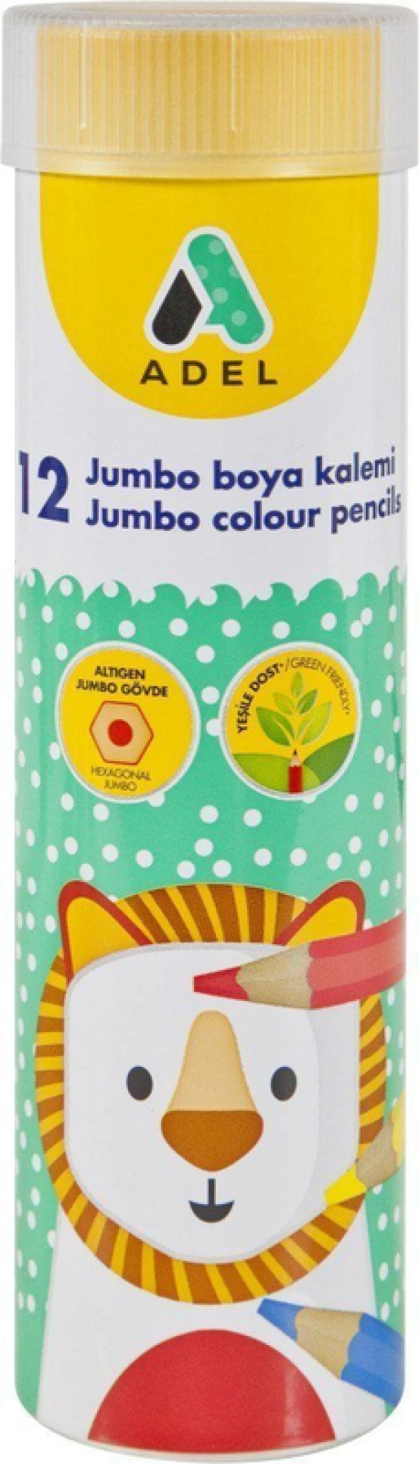 ADEL JUMBO KURU BOYA TAM BOY 12 RENK METAL TÜP (510013) - 2