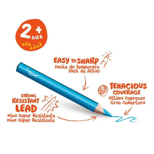 Carioca Baby Jumbo Üçgen Kuru Boya Kalemi 10’lu 42819 - Resim 3