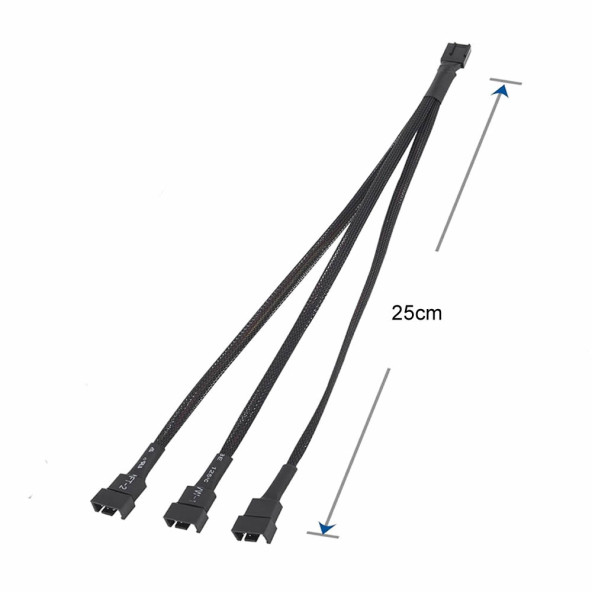 1 to 3 Çoğaltıcı 25cm Fan Uzatma Kablosu Y Tip 4 Pin 3 Pin Bilgisayar Kasa Anakart Ekran Kartı - 4