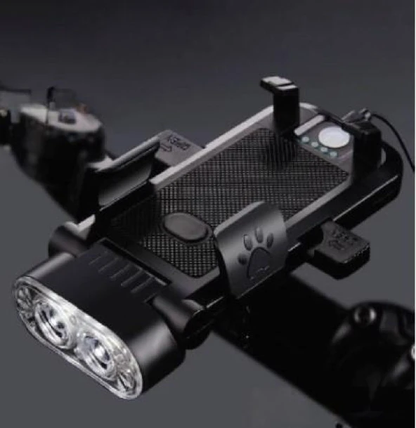 FORTE GT 6139-2 Bisiklet Ön Işık 500 Lümen Usb Şarjlı Yüksek Güçlü Far ve Telefon Tutucu Kırmızı - 2